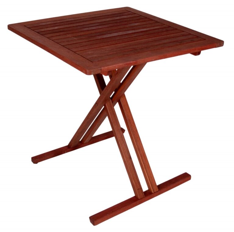 Table d'extérieur carrée pliante en teck massif brute - Delhi